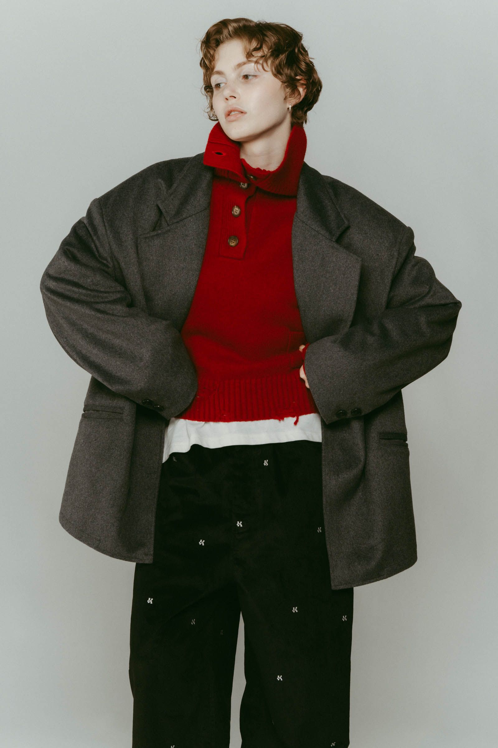 muffler overlay jacket(unisex) / マフラー オーバージャケット (グレー) / 25AW