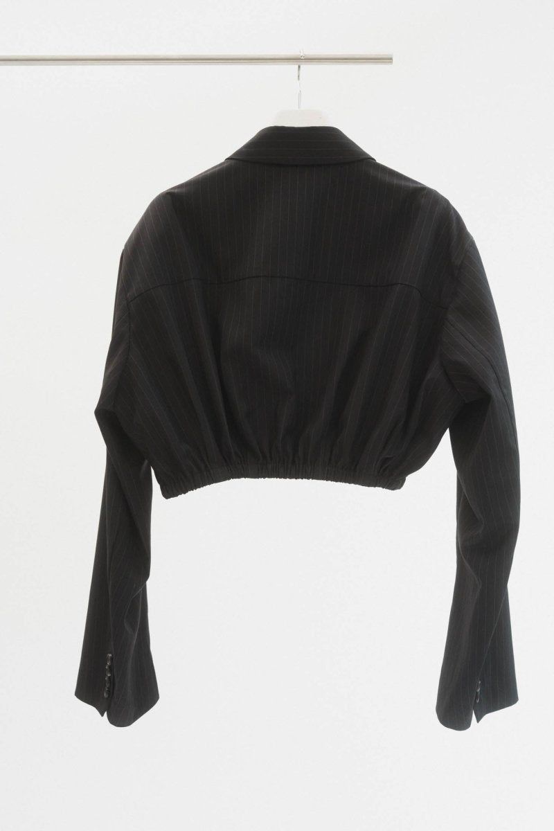 ストライプシャツブルゾン (ブラック) stripe shirt blouson (Black)