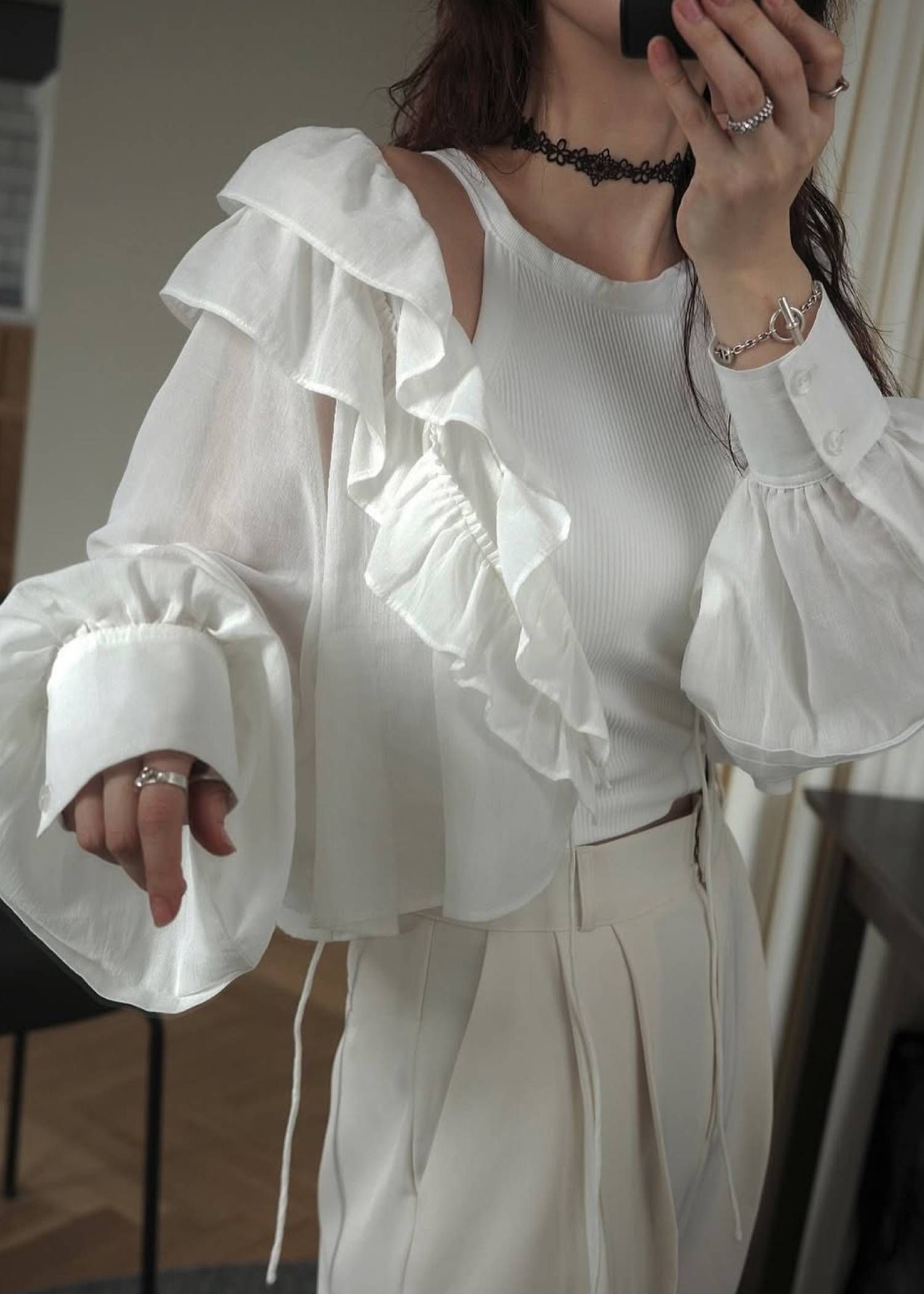 フリルカラー ボレロ (White) frill collar cachecoeur bolero BL (ホワイト) /  26SS