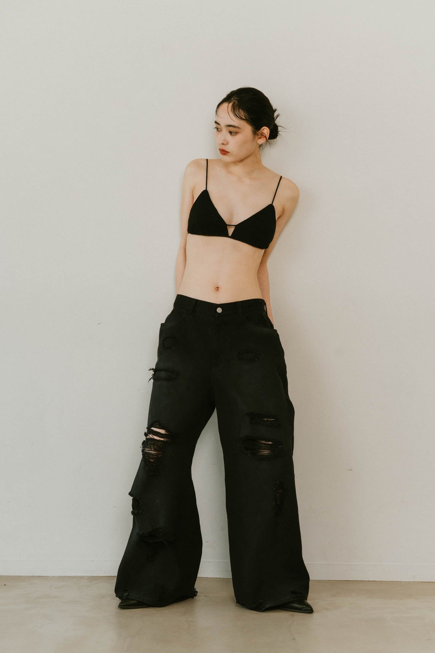 damage denim pants / ダメージ デニムパンツ (ブラックブラック) / 25SS