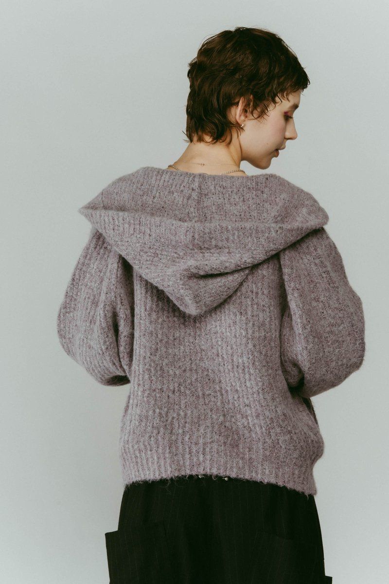hooded cardigan knit / フーデッド カーディガンニット (ライラック) / 25AW