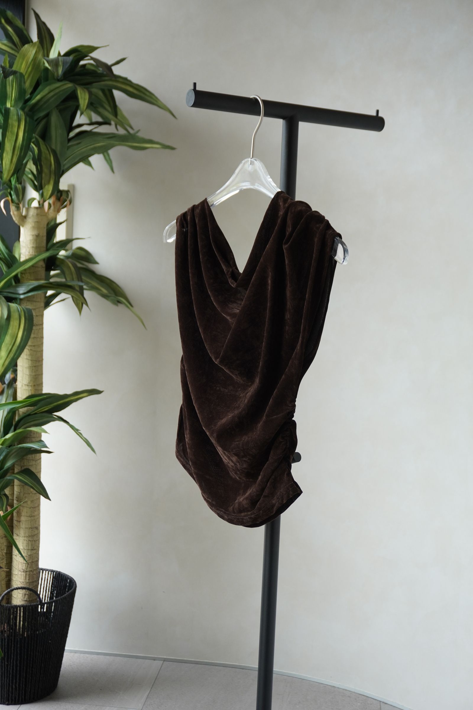 シアーベロア トップス (ブラウン) sheer velour top (Brown) /  26SS