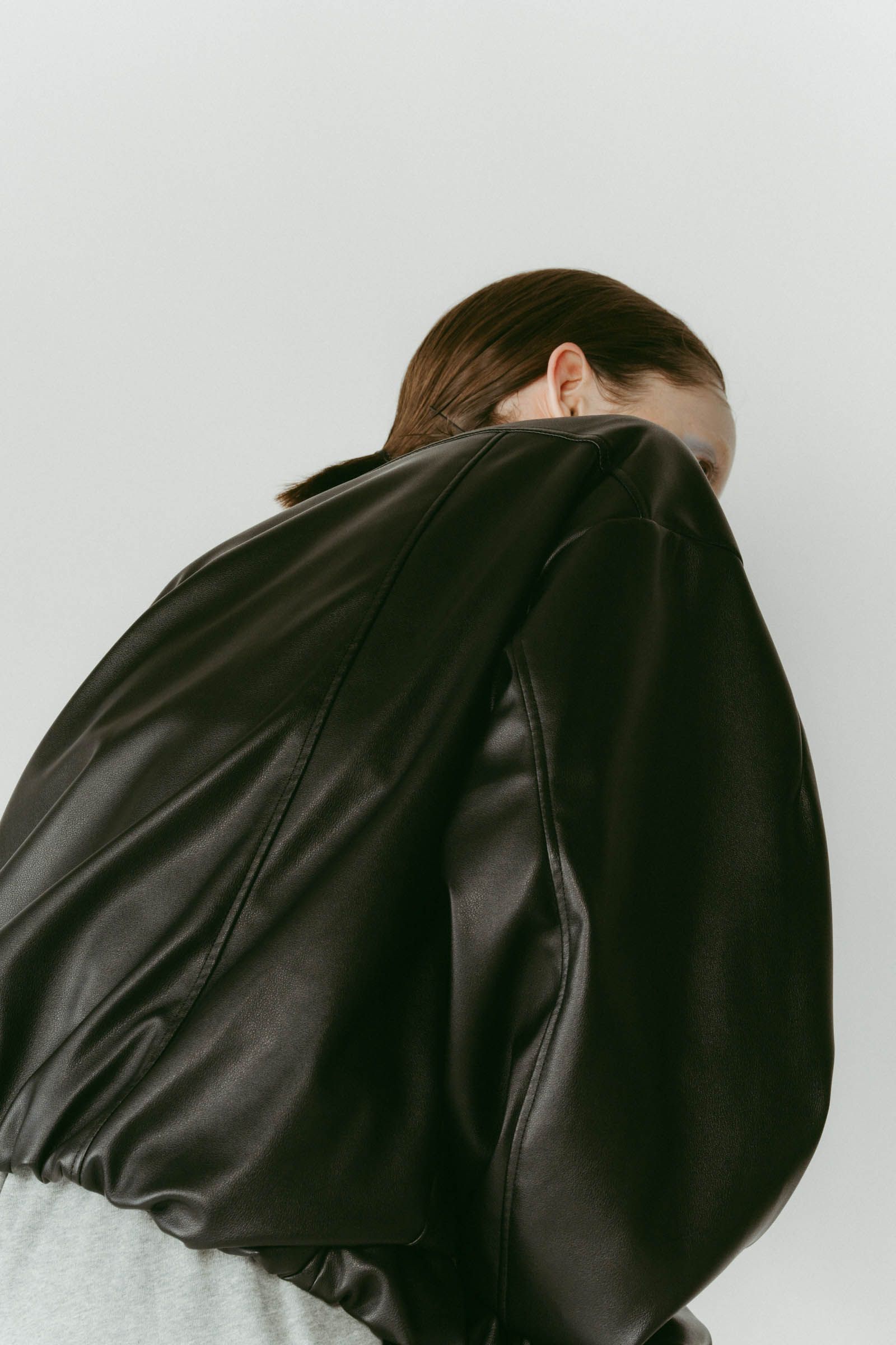 voluminous leather jacket(unisex) / ボリュームレザージャケットブルゾン (ブラック) / 25AW