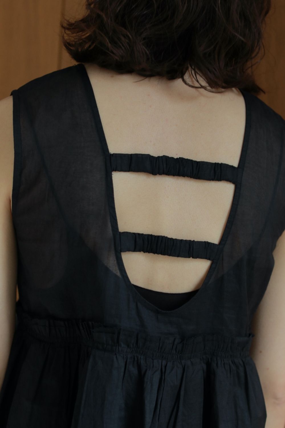Sheer Peplum Tops / シアーペプラムトップス (ブラック)