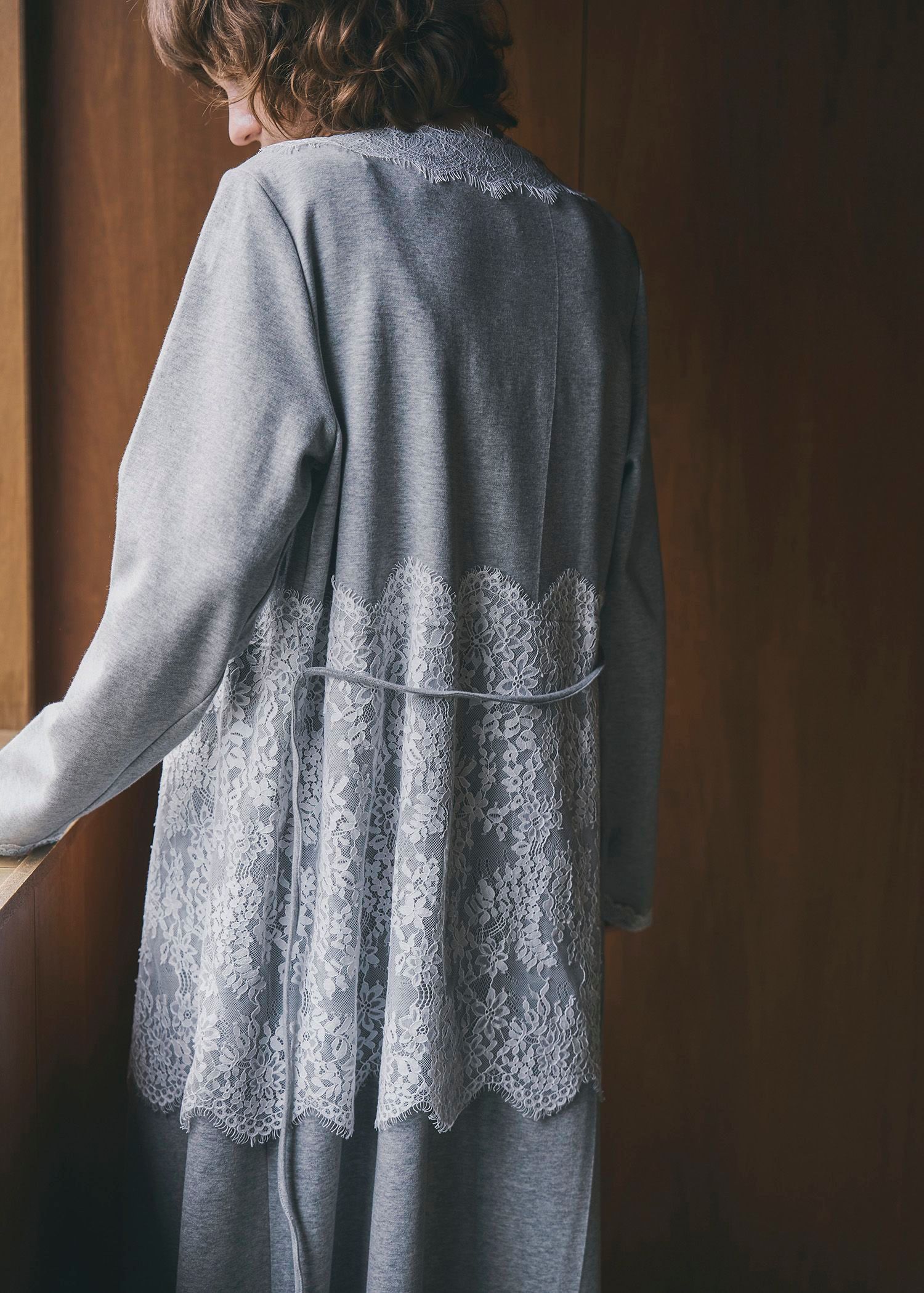 cachecoeur multi lace sweat OP / マルチレース スウェットワンピース (グレー) / 25AW