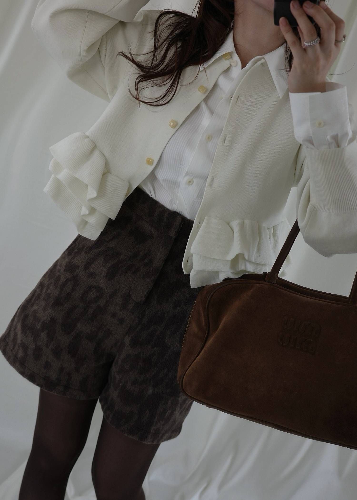 フリルニットカーディガン (アイボリー) hem ruffle frill knit cardigan (Ivory) /  26SS