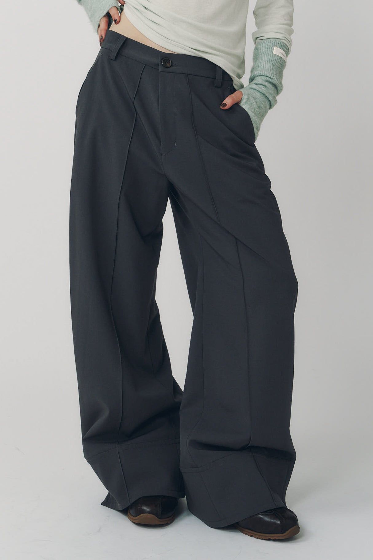 ダブルヘムトラウザー (グレー) double hem trousers(unisex) (Gray) / 26AW