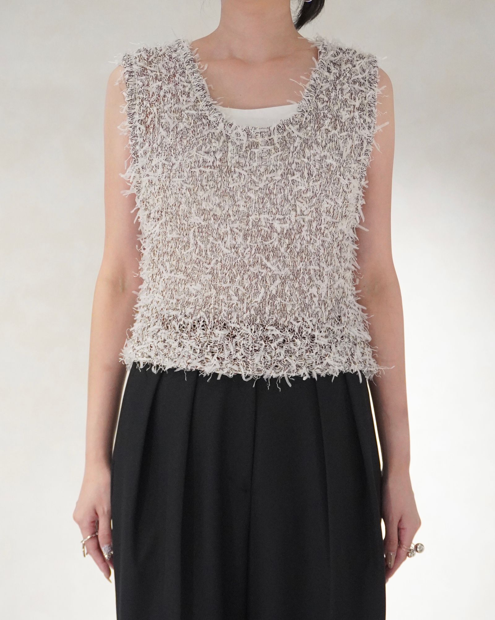 ミックスヤーン ニットベスト (アイボリー) Mixyarn Knit Vest (Ivory) / 26SS