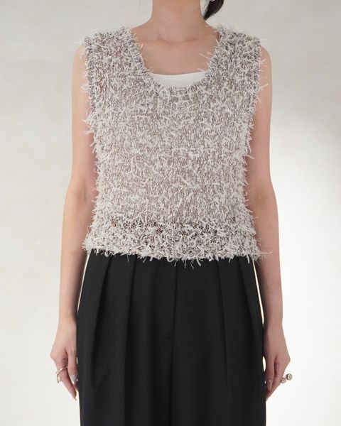 ミックスヤーン ニットベスト (アイボリー) Mixyarn Knit Vest (Ivory) / 26SS