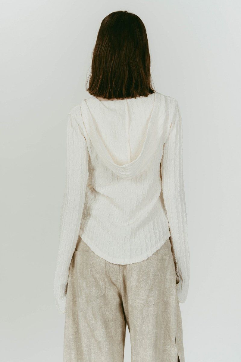 hooded jacquard top (White) / ジャガード フーディトップス (ホワイト) / 26SS