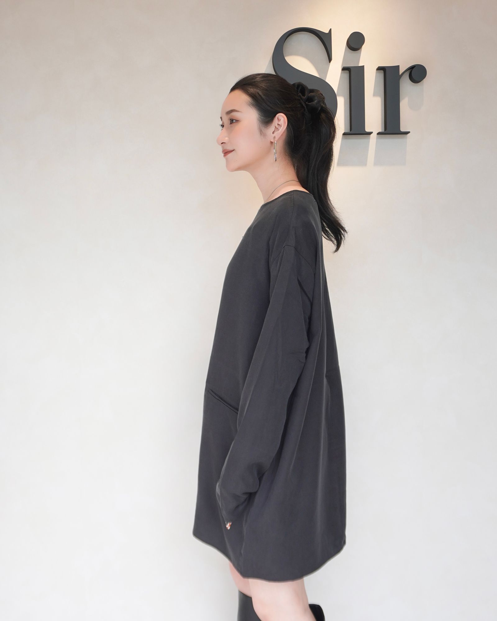 【25AW】Cocoon Mini Onepiece / コクーン ミニワンピース (ブラック)