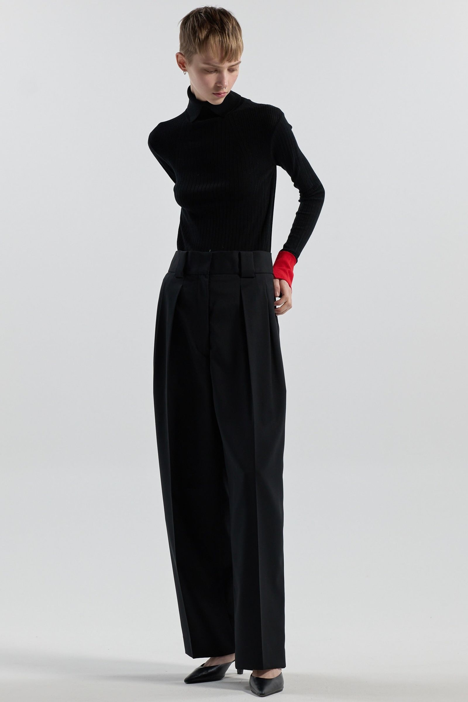 ツイル2タック ハイウエストパンツ (ブラック) TWILL / 2-TUCK HIGH-WAIST PANTS (Black) / 26AW