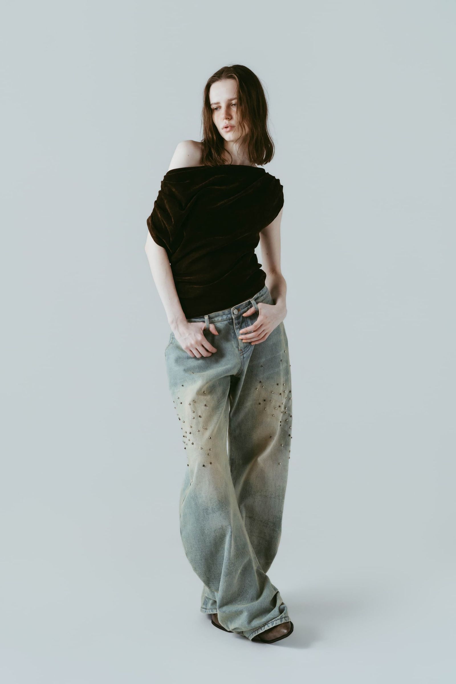 シアーベロア トップス (ブラウン) sheer velour top (Brown) /  26SS