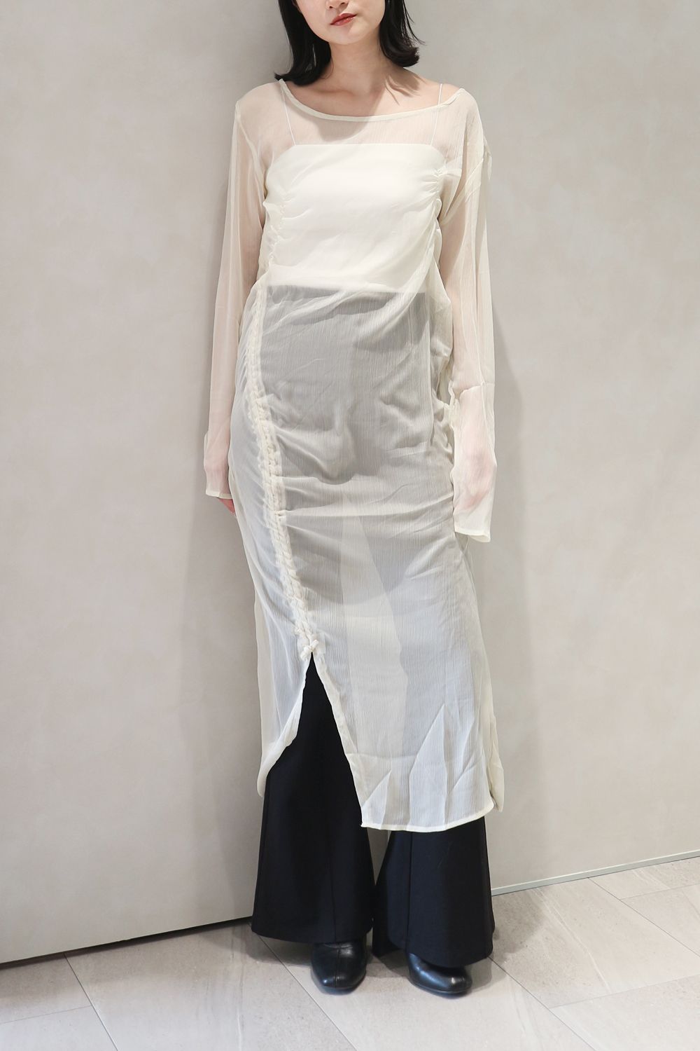 Knuth Marf - asymmetry sheer long one piece / アシンメトリー