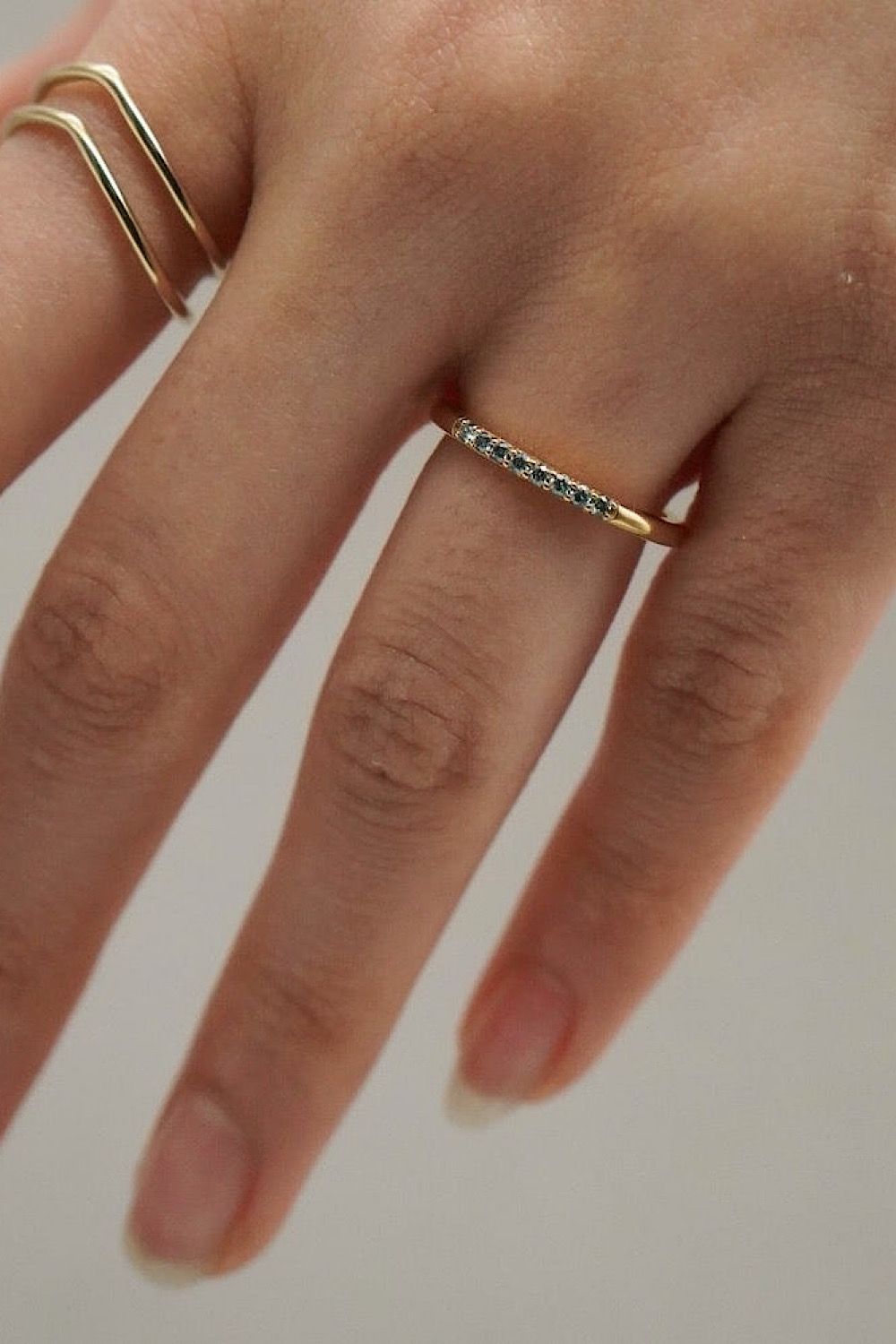 RECTA RING WITH GREEN MOISSANITE / グリーン モアサナイト レクタ リング K10/K18 (イエローゴールド)