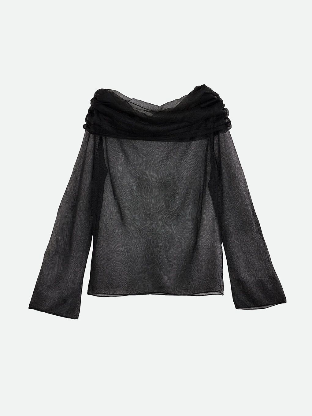 SHEER OFF SHOULDER KNIT / シアー オフショルダーニット (ノワール)