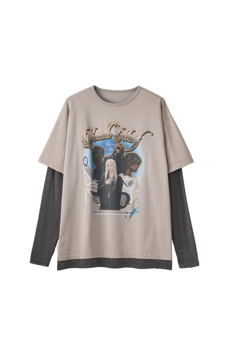 AI future layered t-shirt(unisex) (Gray) / レイヤードTシャツ (グレー) / 26SS