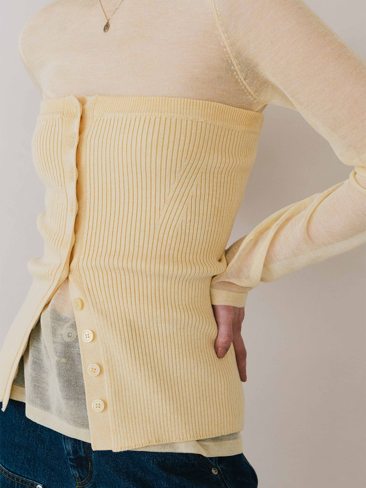 【25SS】RIB BUSTIER SET KNIT / リブ ビスチェセットニット (イエロー)