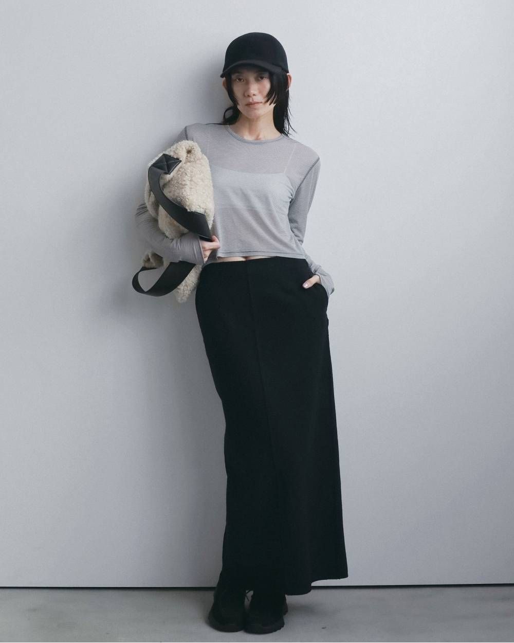 ウールカットオフスカート (ネイビー) Wool Cutoff Skirt (Navy) / 26AW 【6月29日まで期間限定予約】