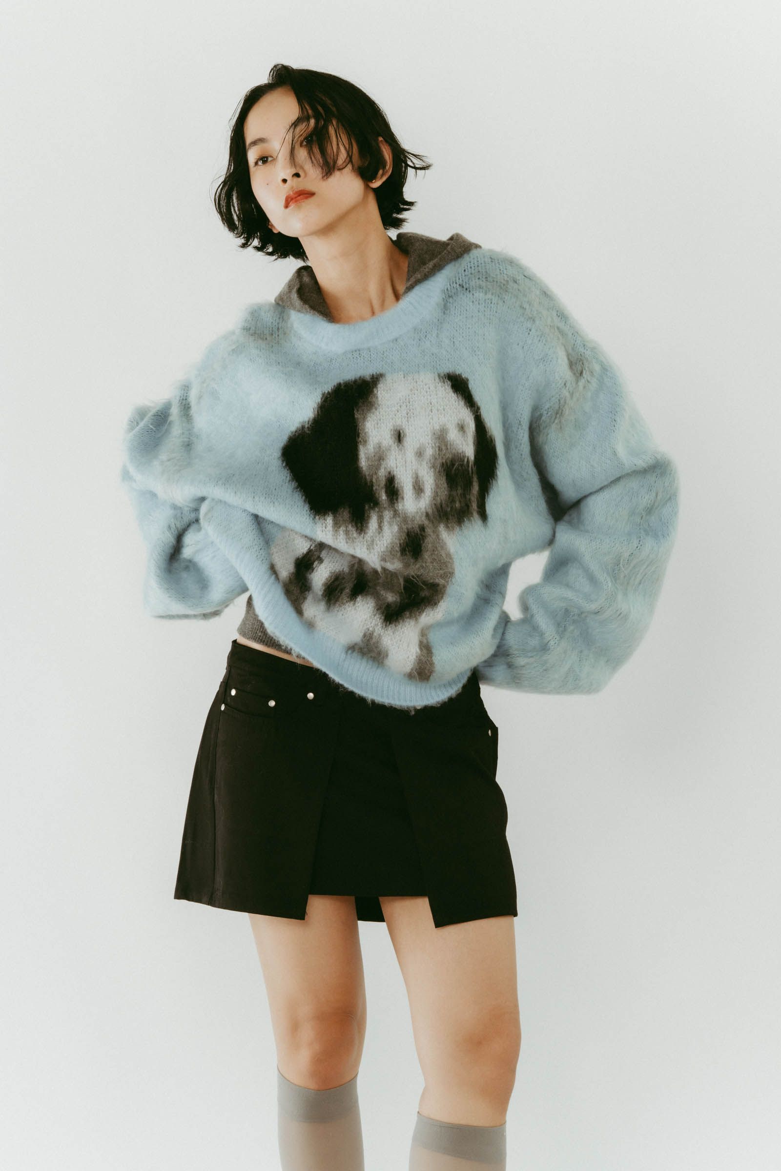 dalmatian shaggy knit(unisex) / ダルメシアン シャギーニット (ブルー) / 25AW