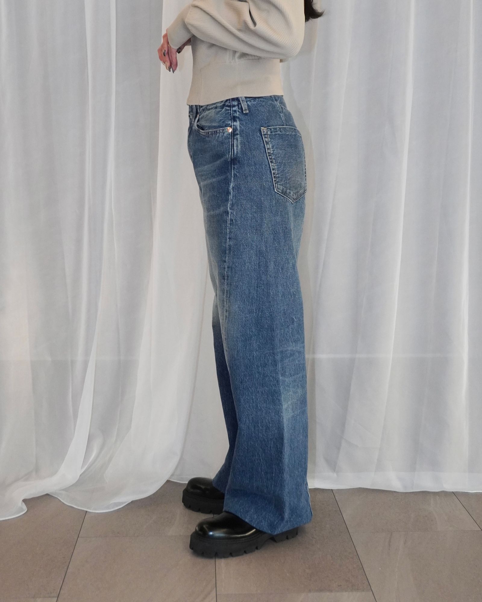 BOY JEAN TROUSERS (Vintage mid blue) / ボーイジーントラウザーデニム (ヴィンテージミディアムブルー) / レディース