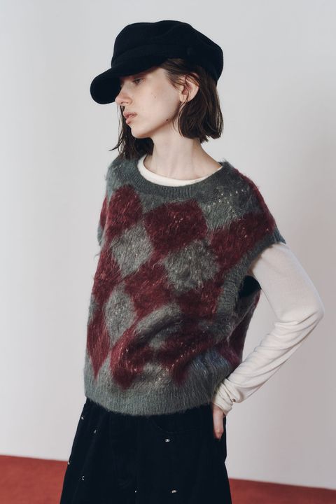 アーガイルニットベスト (レッド) argyle knit vest (Red) / 26AW