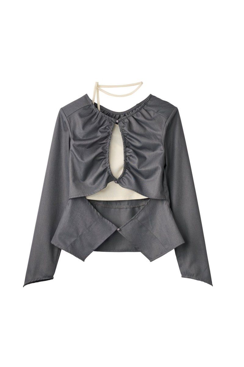 unique feminine blouse (Gray) / ユニークフェミニンブラウス (グレー) / 26SS