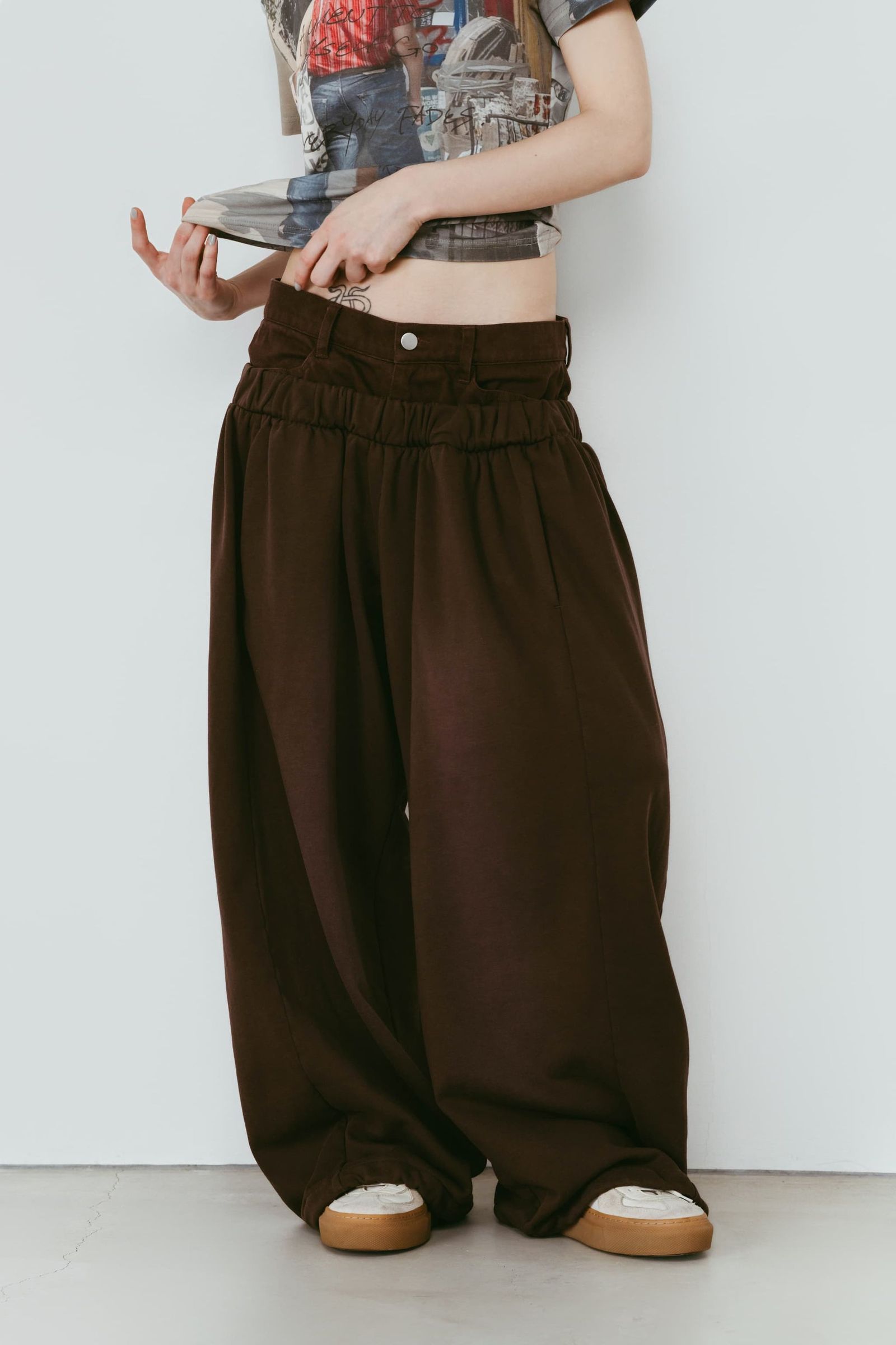 ダブルレイヤースウェットパンツ (ブラウン) double-layer sweatpants (Brown) /  26SS