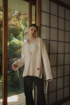 slit neck loose knit (unisex) / スリットネック ルーズニット (アイボリー)  Knuth Marf
