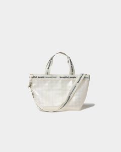 plaid vinyl logo tape bag M / ロゴテープバッグ M (クリア)