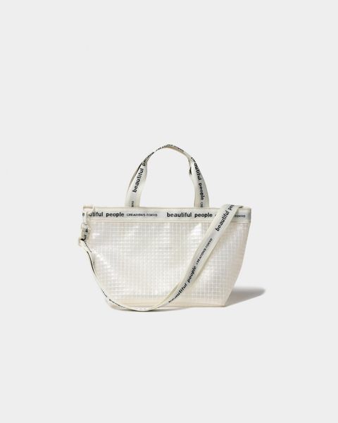 plaid vinyl logo tape bag M / ロゴテープバッグ M (クリア)