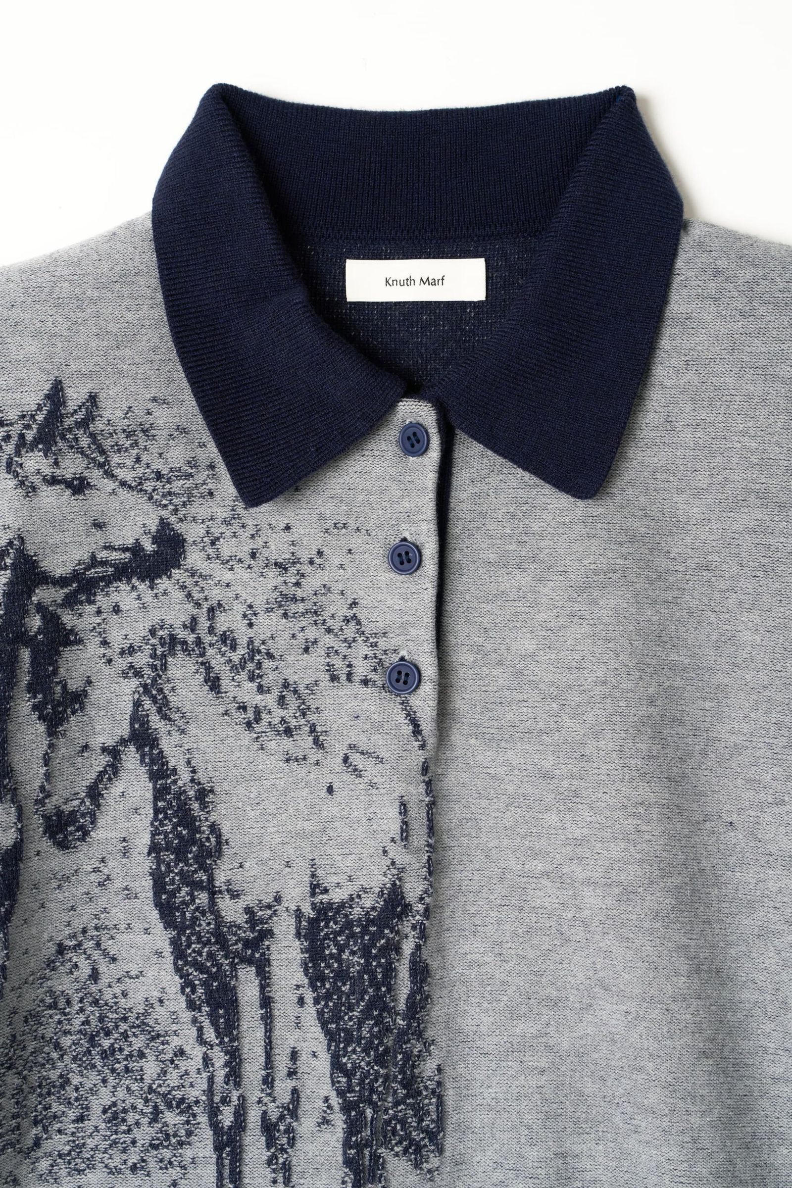 ジャガードポロニット (ネイビー) jacquard polo knit (Navy) / 26AW