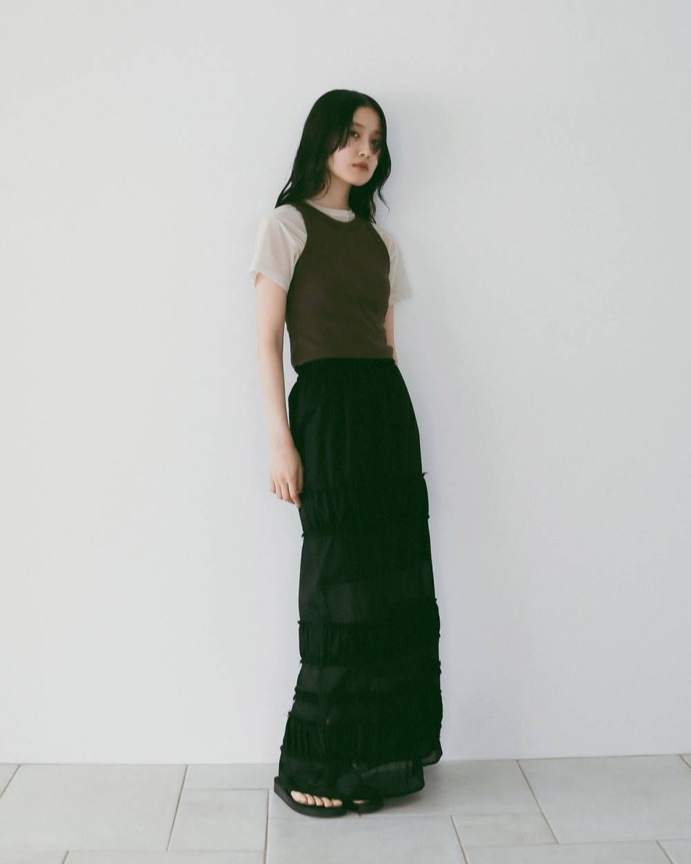 ティアード ペンシルスカート (ブラック) Tiered Pencil Skirt (Black) / 26SS