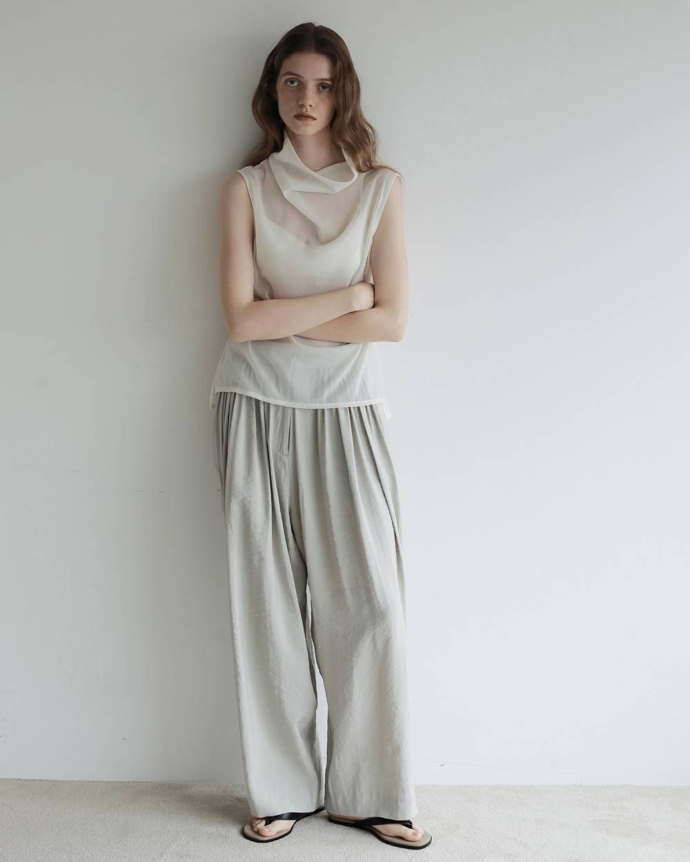 シフォン ノースリーブ トップス (アイボリー) Sleeveless Chiffon Tops (Ivory) / 27SS