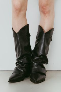 ウエスタンベルテッドブーツ (ブラック) western belted boots (Black) /  26SS