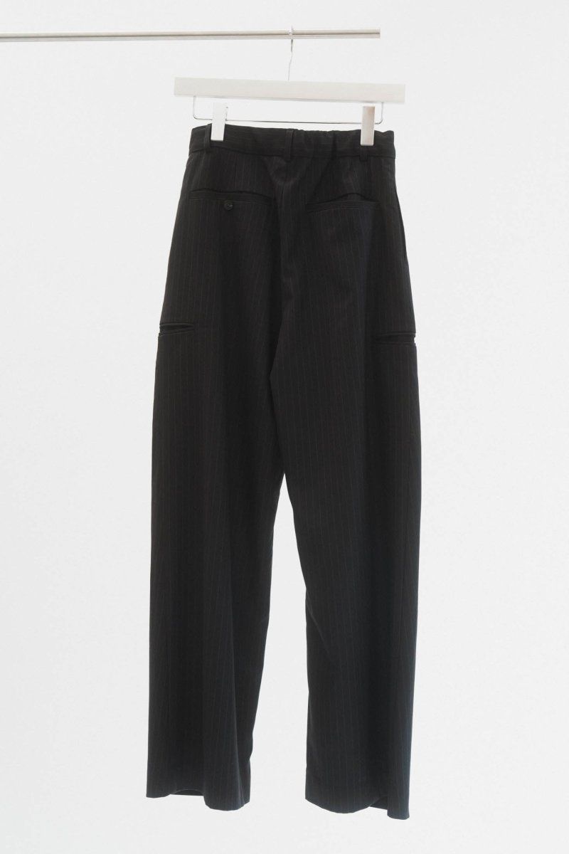stripe unique slacks pants / ストライプ ユニークスラックスパンツ (ブラック)