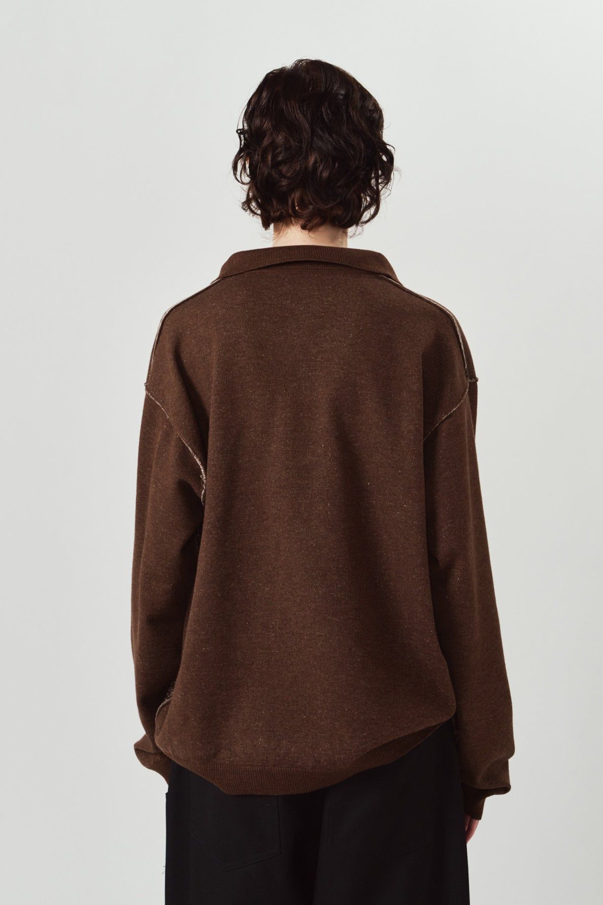 リバーシブル ジャガードポロニット (ブラウン) reversible jacquard polo knit(unisex) (Brown) / 26AW