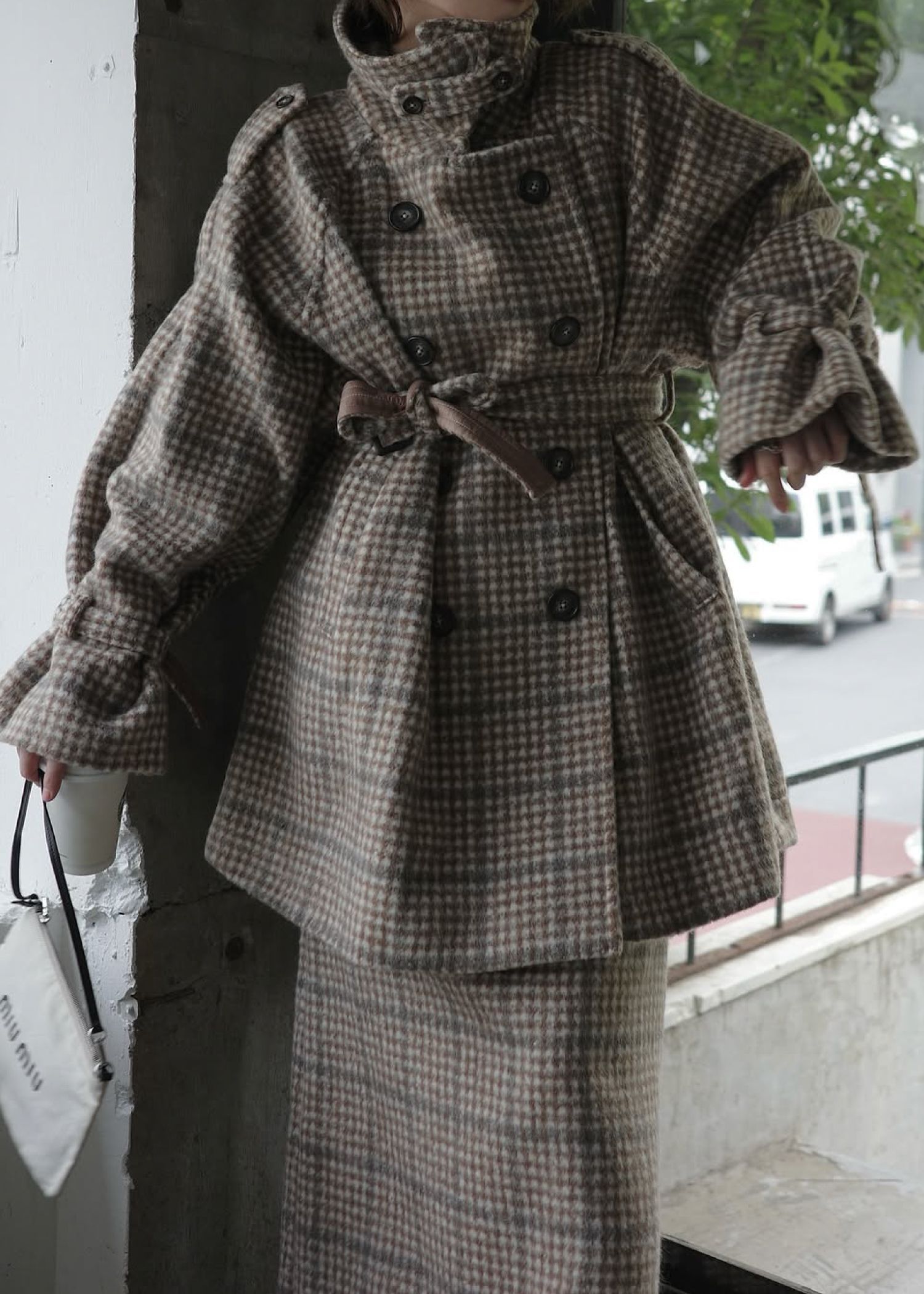 waist frill shaggy pencil SK / ウエストフリル シャギーペンシルスカート (キャメル) / 25AW /