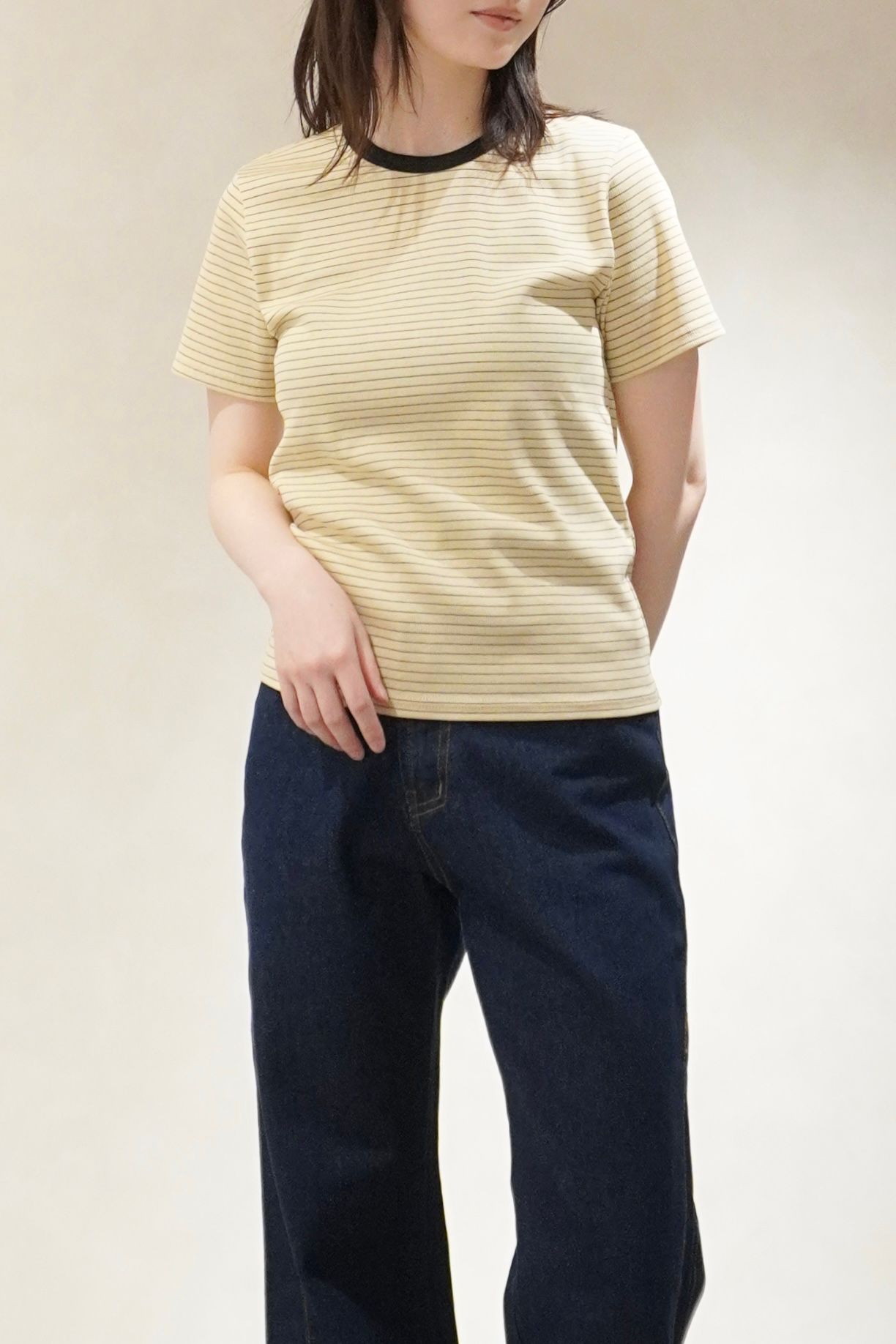 コンフォートスリムボーダーTシャツ (ベージュ) Slim Border T-shirt (Beige) /  26SS