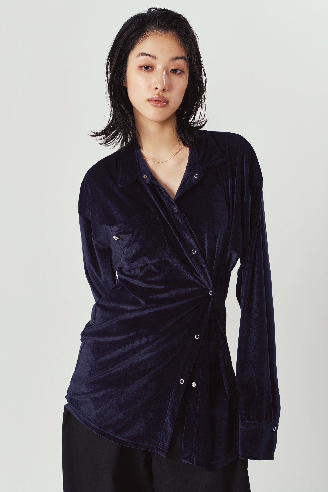 2ウェイ ベロアシャツ (ネイビー) 2way velour shirt (Navy) / 26AW