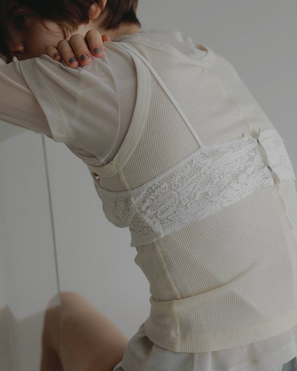 スリット シフォントップス (アイボリー) Slit Chiffon Tops (Ivory) / 27SS