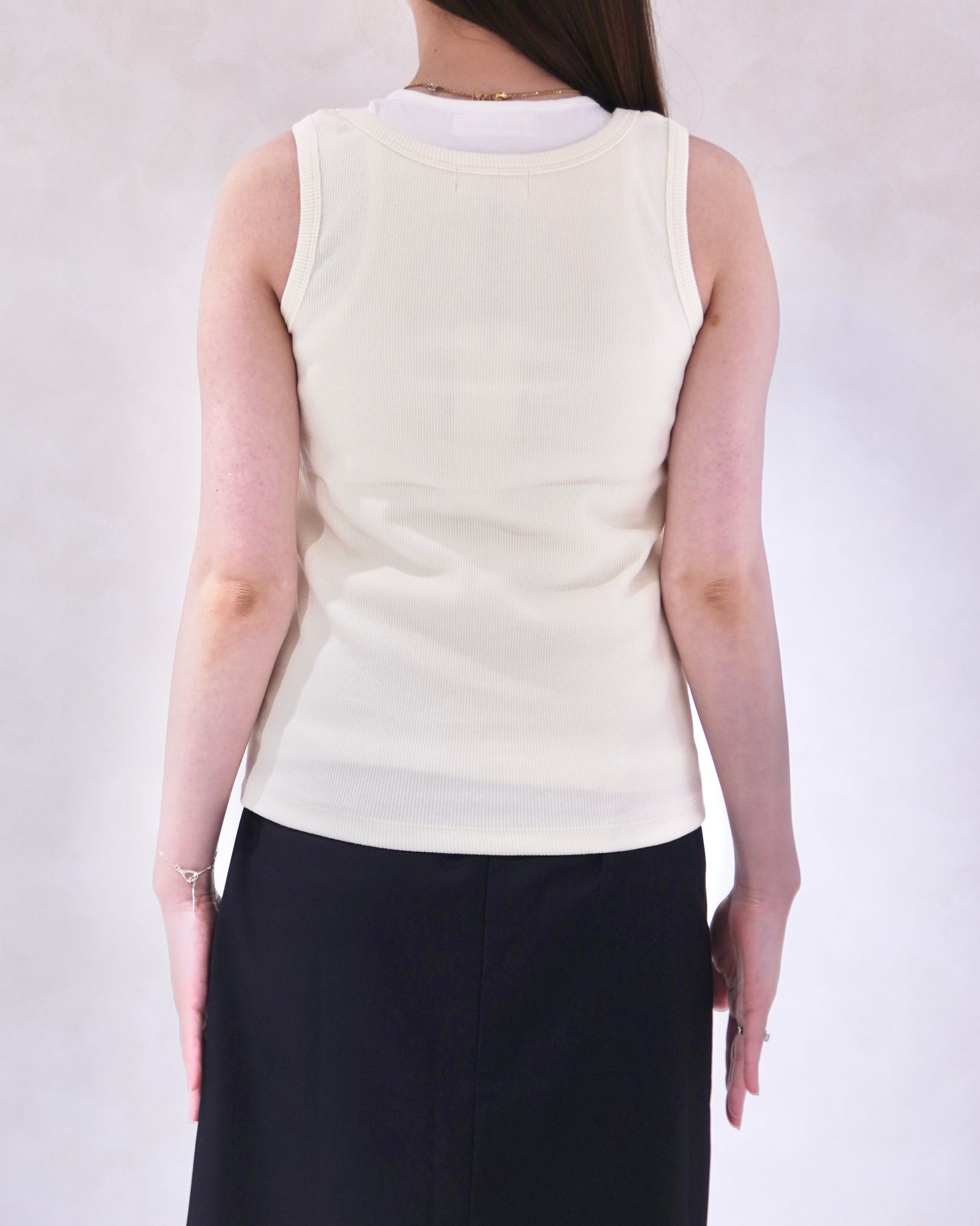 2ピース レイヤードロゴタンクトップ (アイボリー) 2piece layered logo tank top