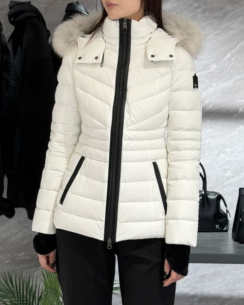 【25AW】PATSY-BX / ファー付きストレッチダウンジャケット (オフホワイト) / レディース