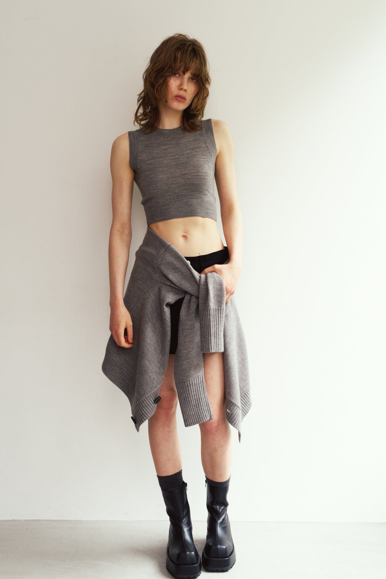2ピース カーディガン (グレー) 2-piece cardigan (Gray) / 26AW