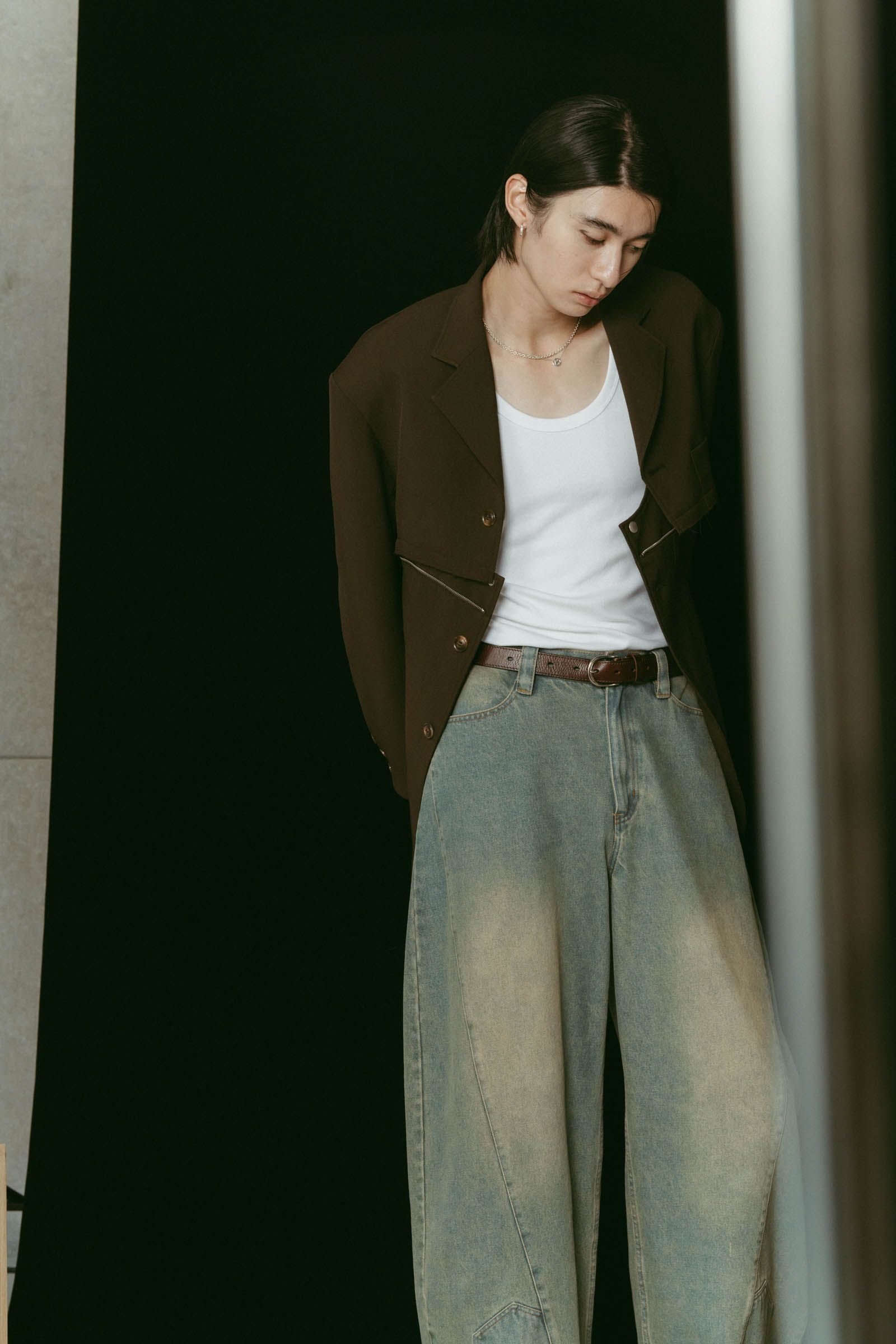 Kmotif leather belt / Kモチーフ レザーベルト (ブラウン) / 25AW