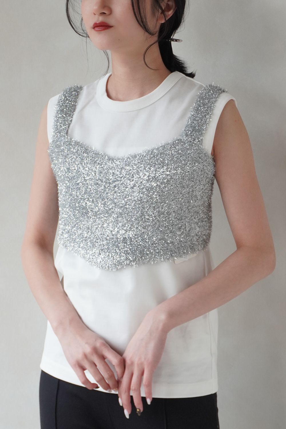 NOUNLESS - GLITTER KNIT BUSTIER / グリッターニット ビスチェ