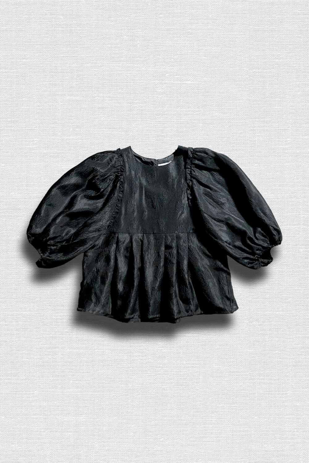 VOLUME SLEEVE JACQUARD TOPS / ボリュームスリーブジャカードトップス (ブラック)