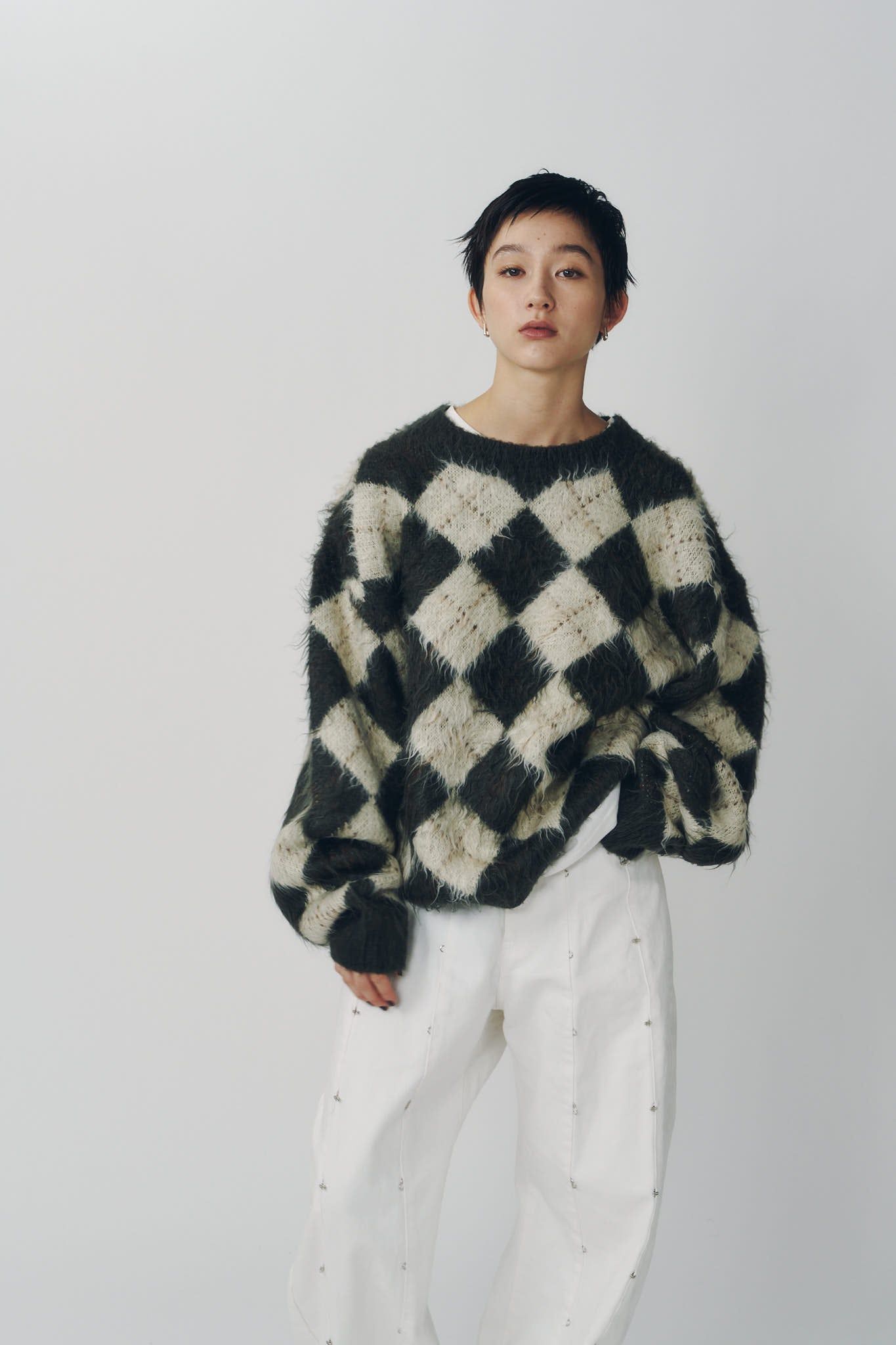 アーガイルニット (ブラウン) argyle knit(unisex) (Brown) / 26AW