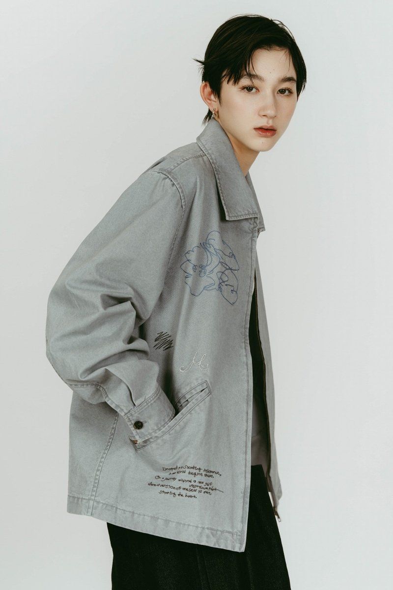 embroidered jacket(unisex) (Blue) / レタリング刺繍 ジャケット (ブルー) / 26SS