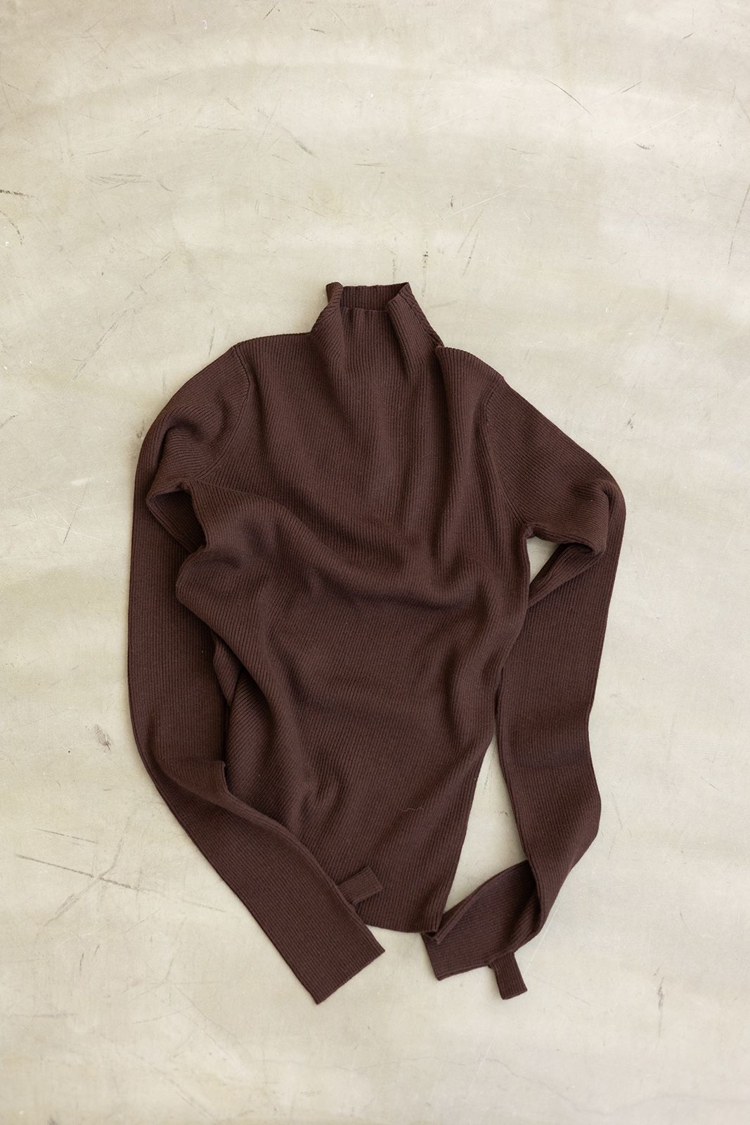 ハンドウォーマーリブトップス (ブラウン) Hand warmer ribbed top (Brown) / 26AW